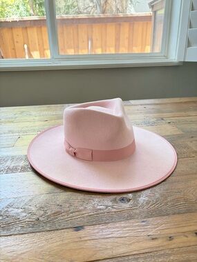 Lack of Color Pink Wool Wide Brim Hat - 57 cm